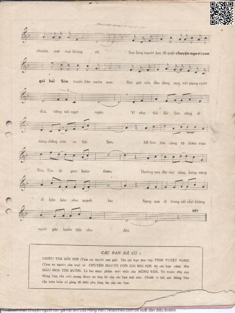Page 3 of Sheet music PDF Chuyện người con gái hái sim - Hồng Vân
