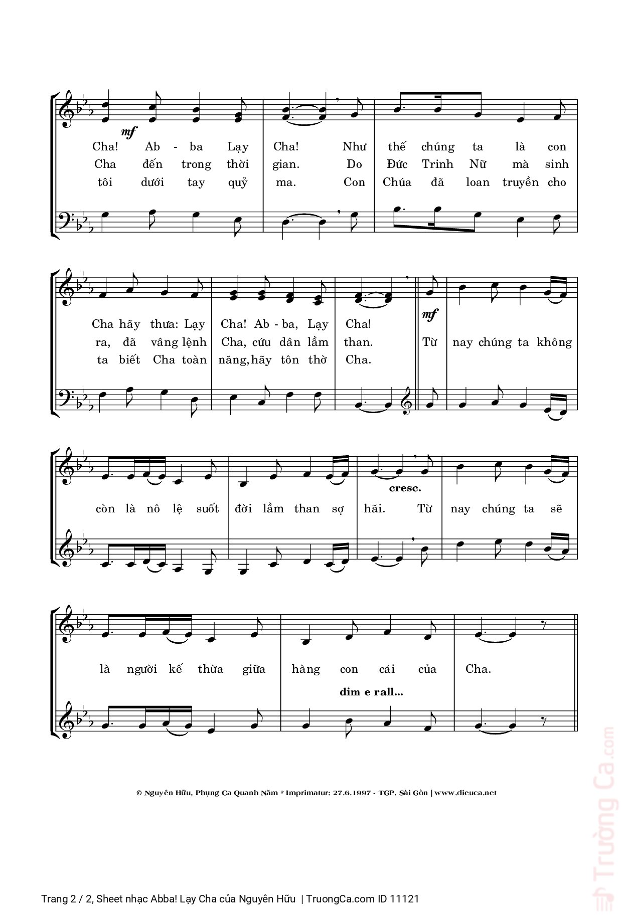 Page 2 of Sheet music PDF Abba! Lạy Cha - Nguyên Hữu