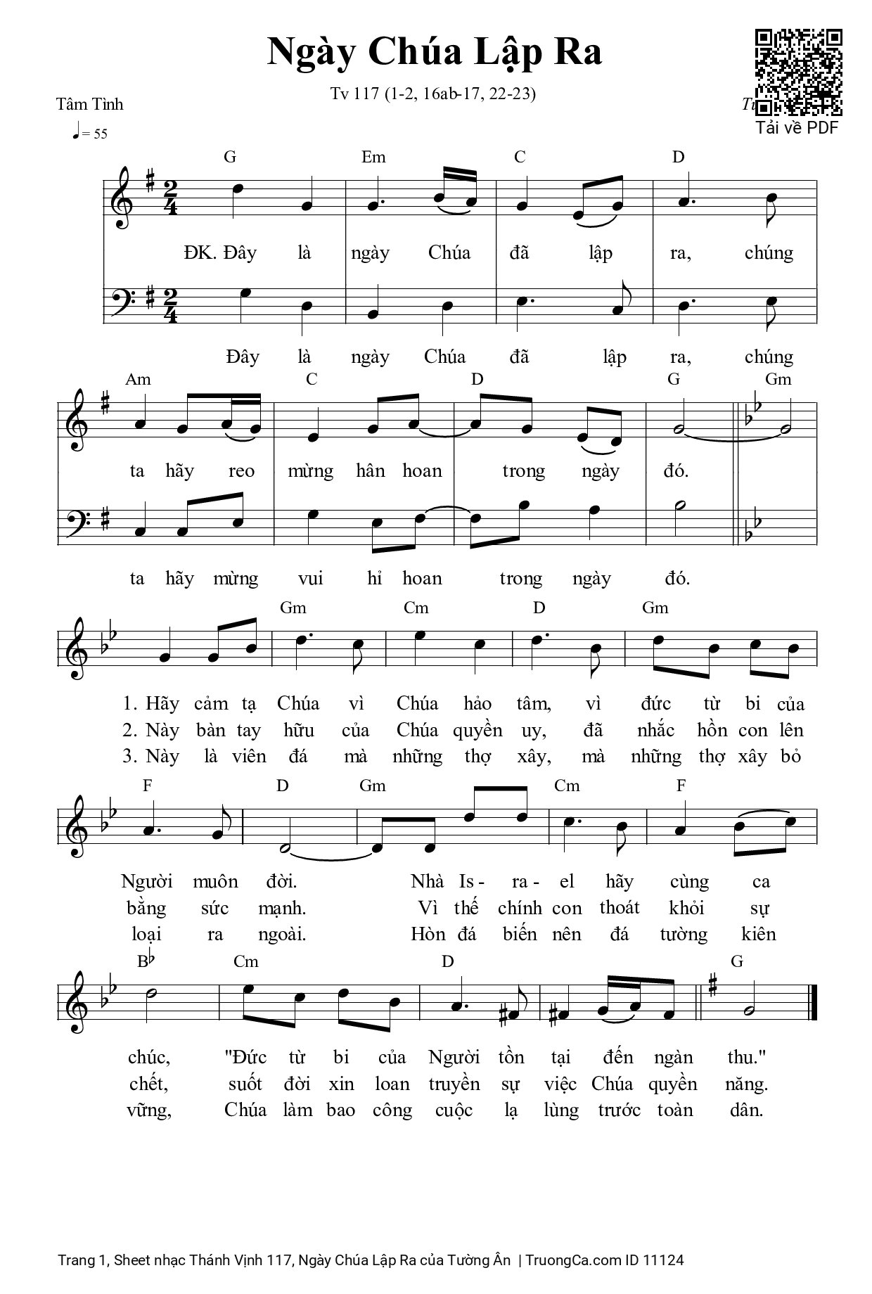 Sheet PDF of Thánh Vịnh 117, Ngày Chúa Lập Ra