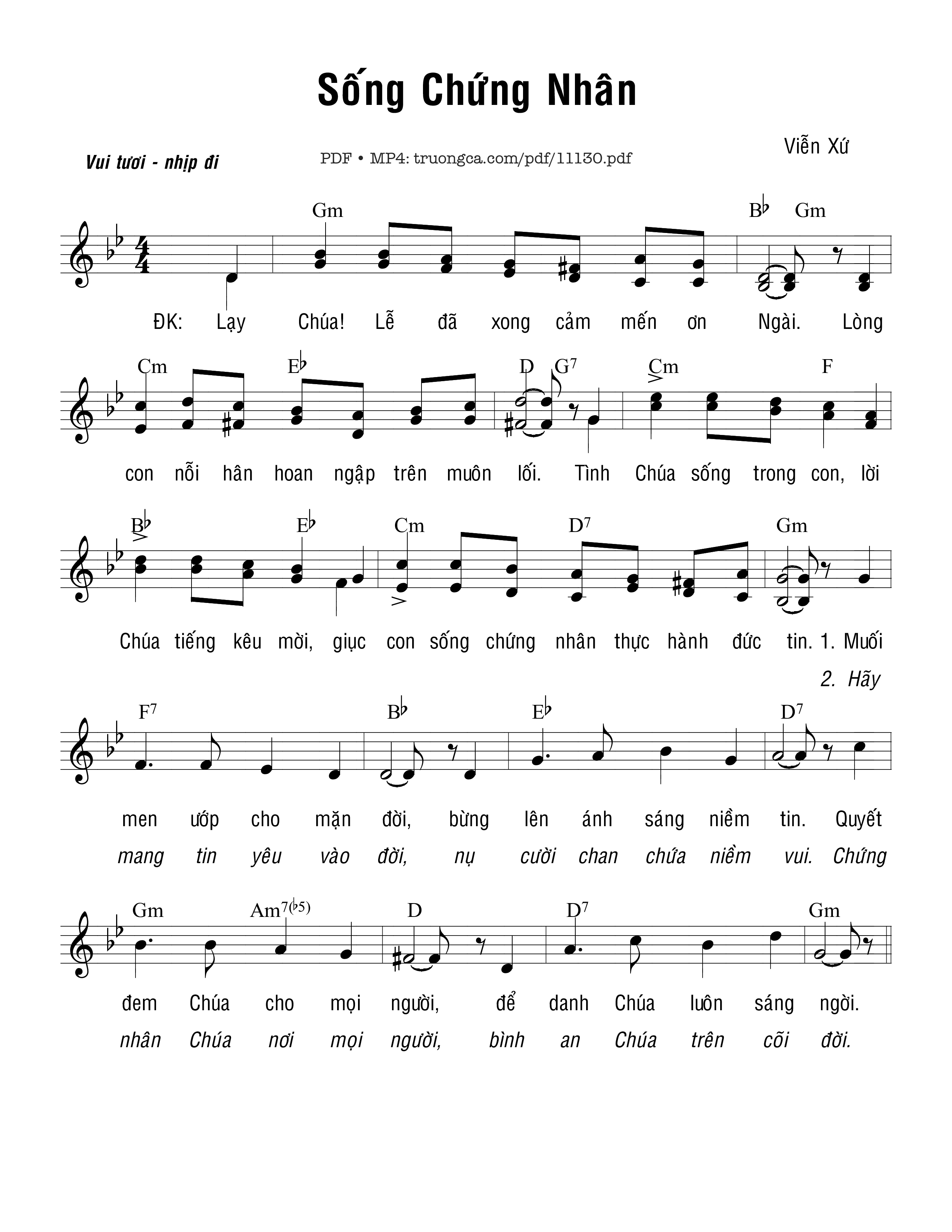 Sheet PDF of Sống Chứng Nhân