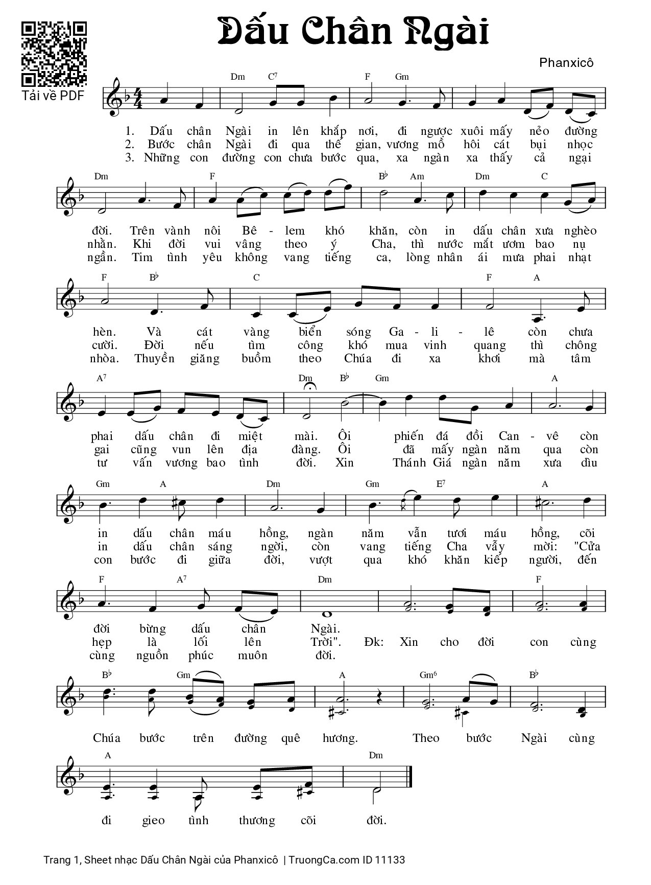 Sheet PDF of Dấu Chân Ngài