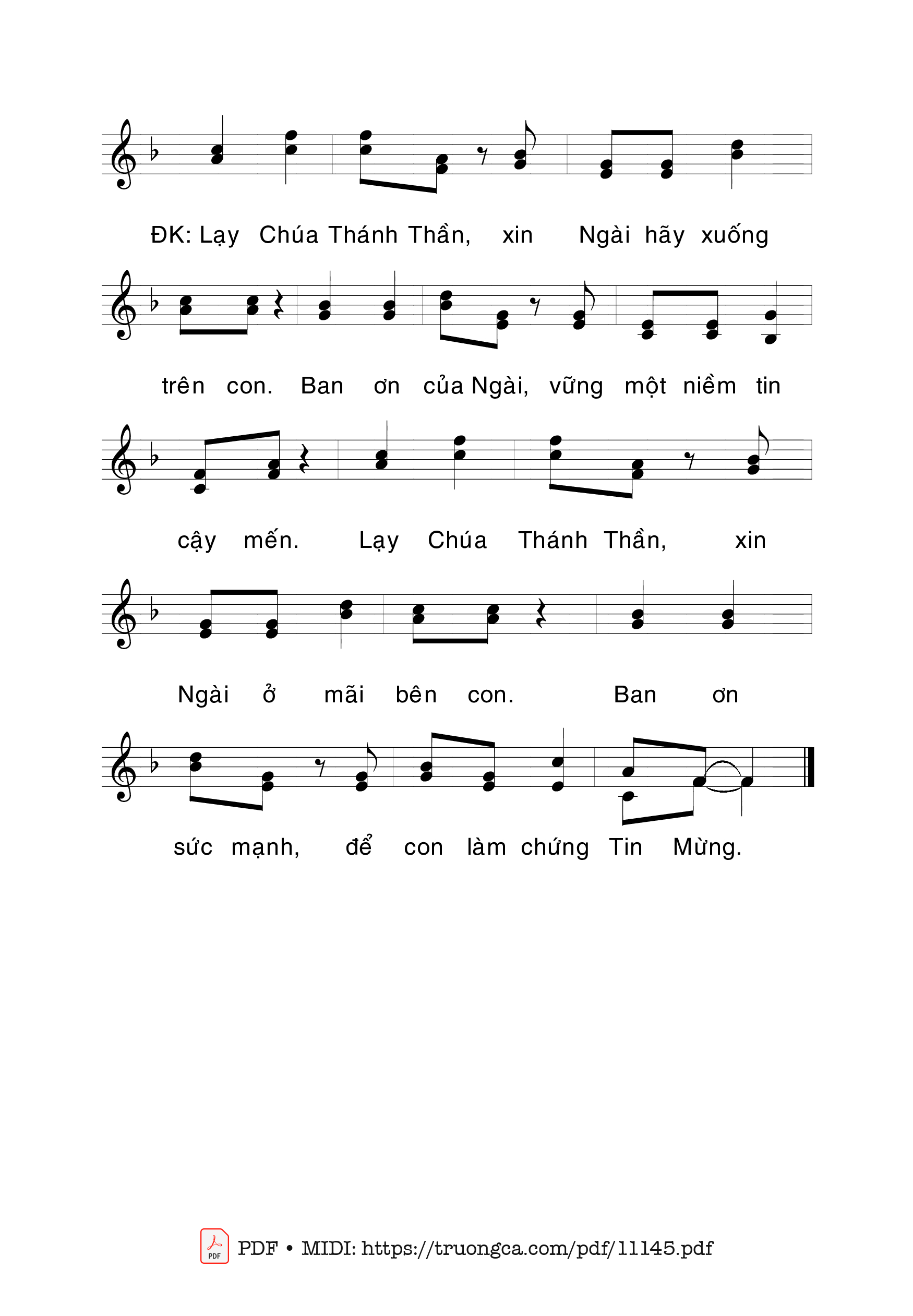 Page 2 of Sheet music PDF Lạy Chúa Thánh Thần - La Thập Tự
