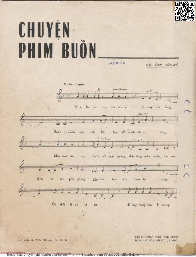 Page 2 of Sheet music PDF Chuyện phim buồn - Dạ Lan Thanh