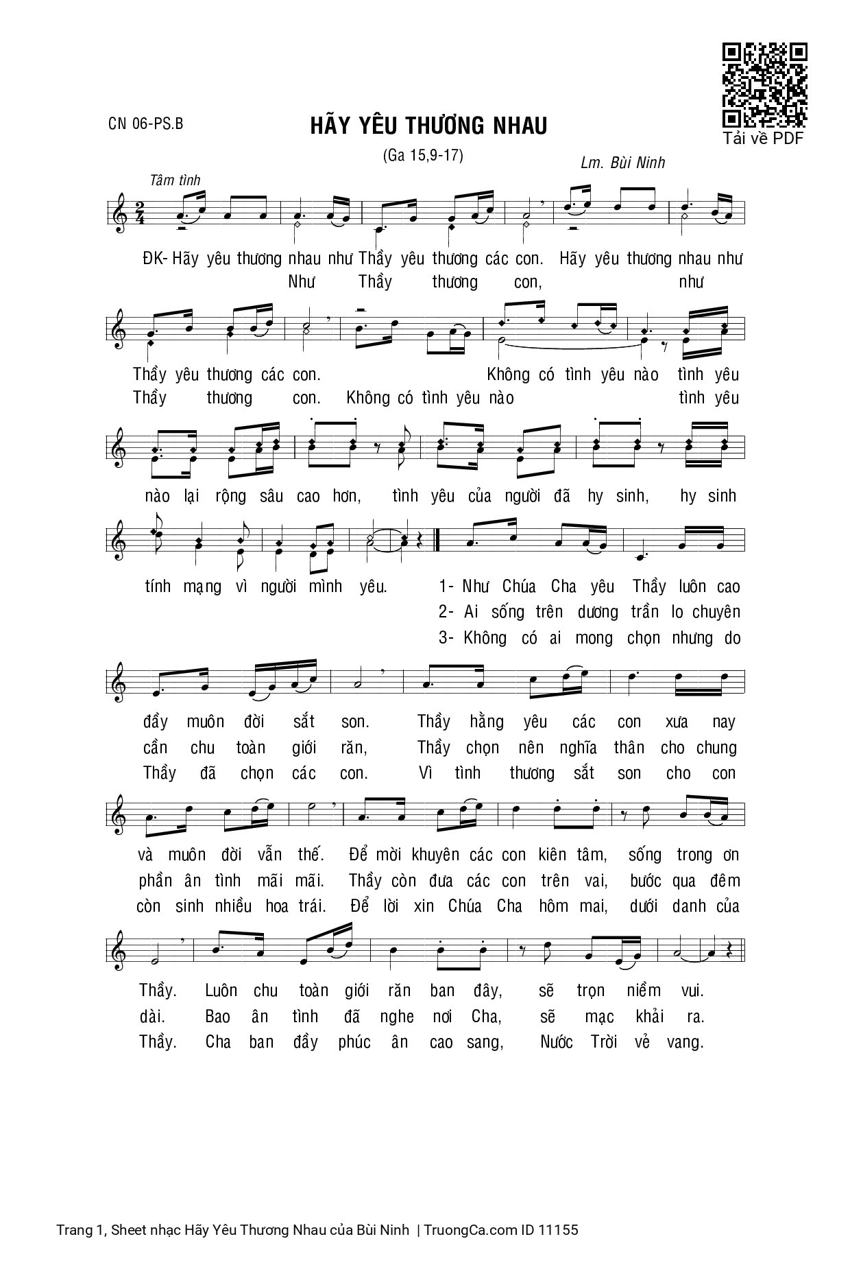 Sheet PDF of Hãy Yêu Thương Nhau