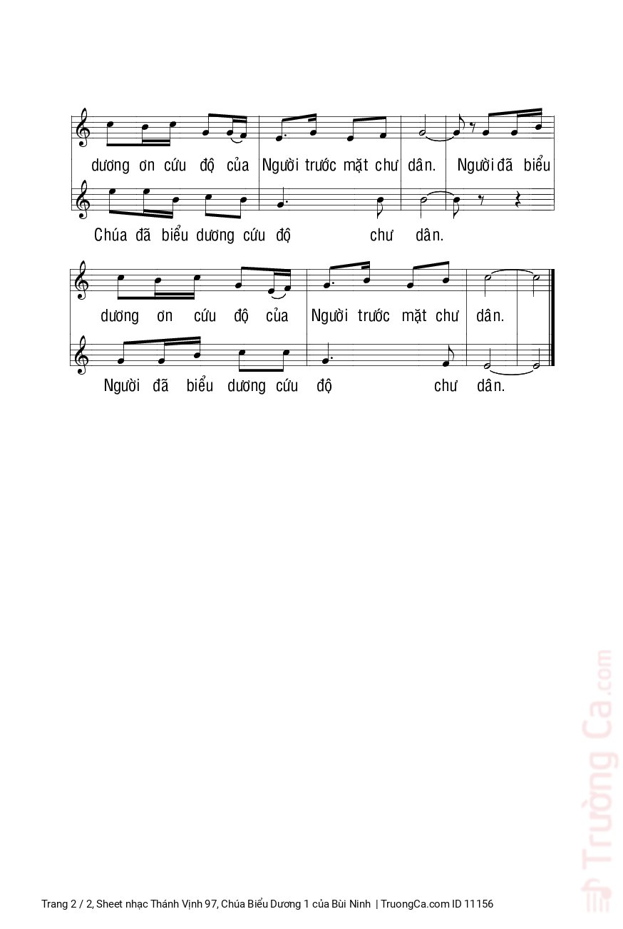 Page 2 of Sheet music PDF Thánh Vịnh 97, Chúa Biểu Dương 1 - Bùi Ninh