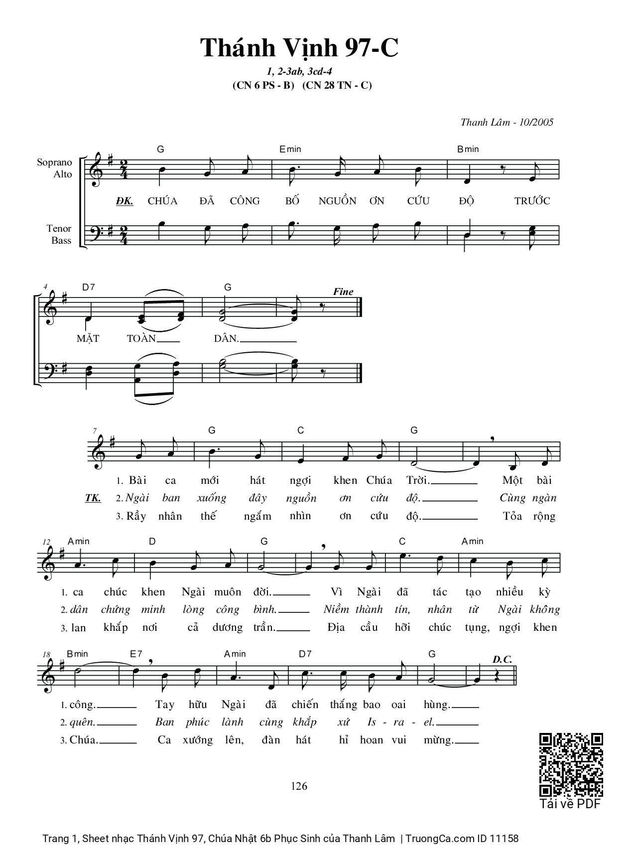 Sheet PDF of Thánh Vịnh 97, Chúa Nhật 6b Phục Sinh