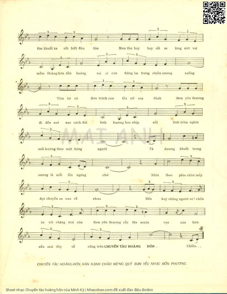 Page 3 of Sheet music PDF Chuyến tàu hoàng hôn - Minh Kỳ