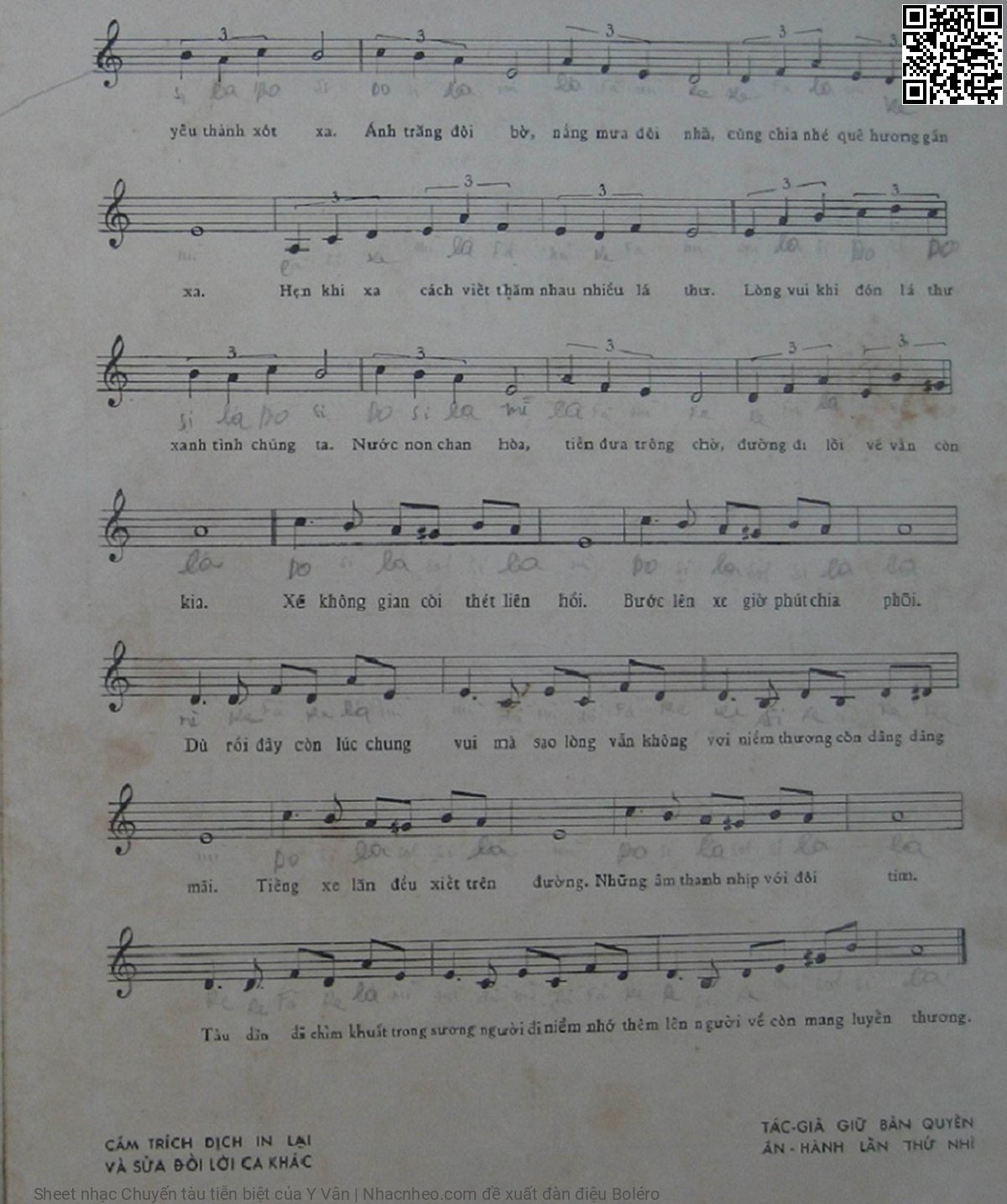 Page 3 of Sheet music PDF Chuyến tàu tiễn biệt - Y Vân