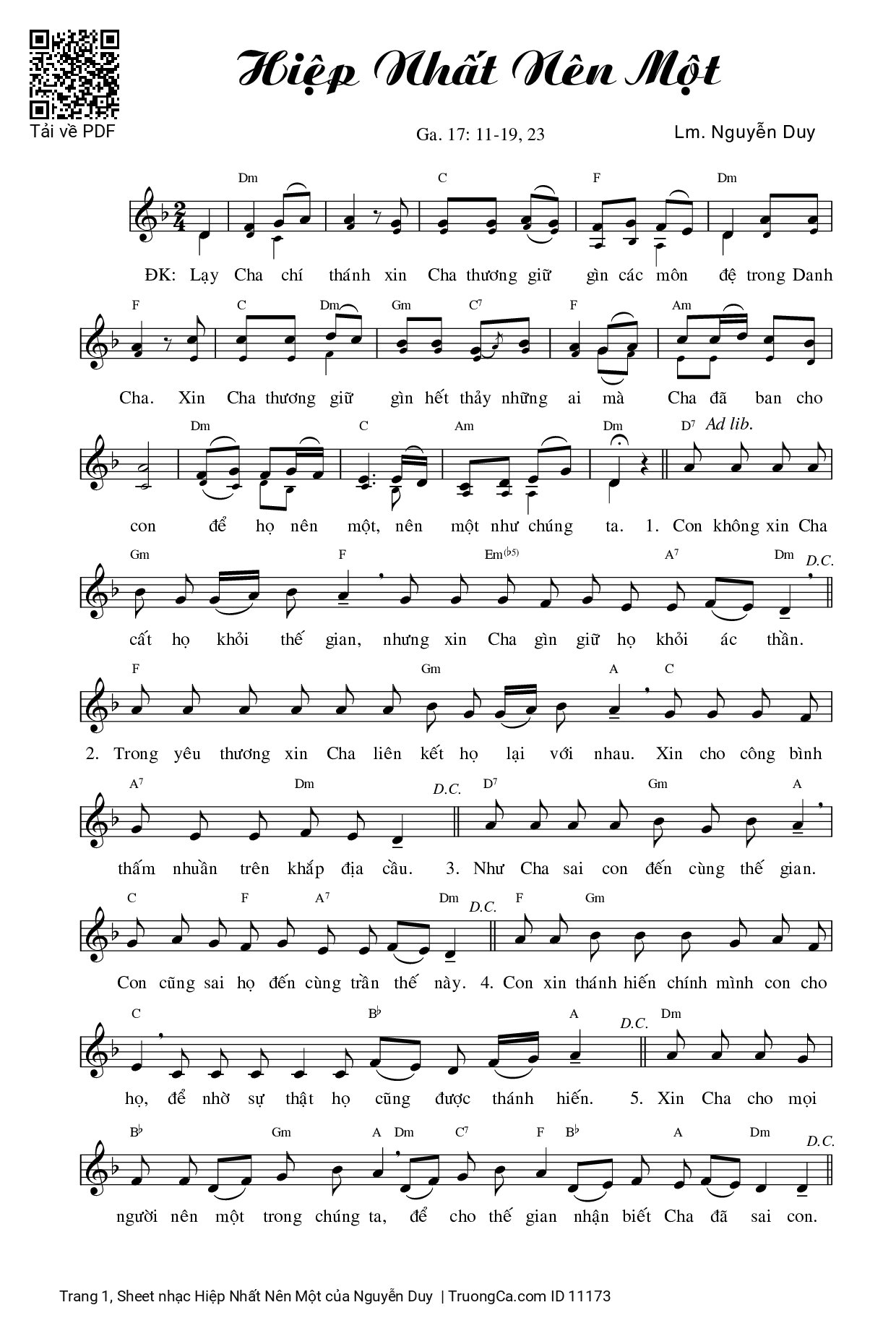 Sheet PDF of Hiệp Nhất Nên Một