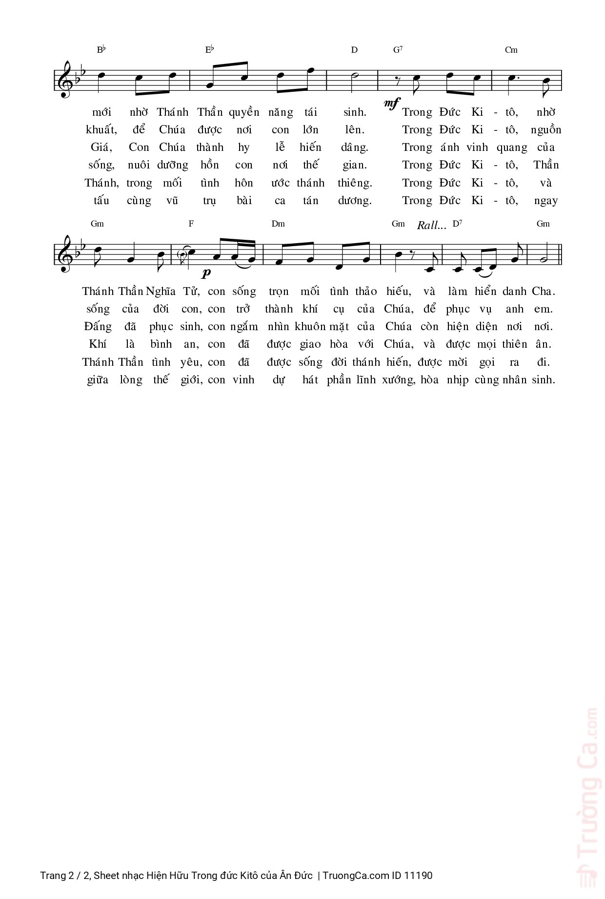 Page 2 of Sheet music PDF Hiện Hữu Trong đức Kitô - Ân Đức
