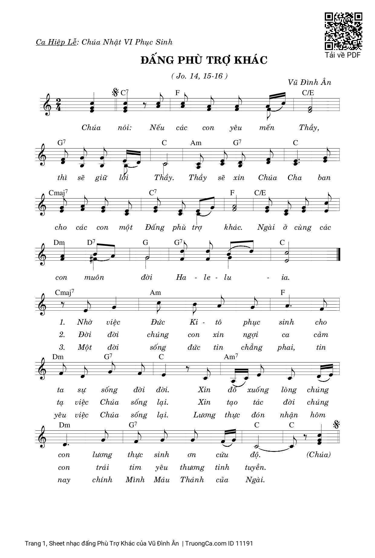 Sheet PDF of đấng Phù Trợ Khác