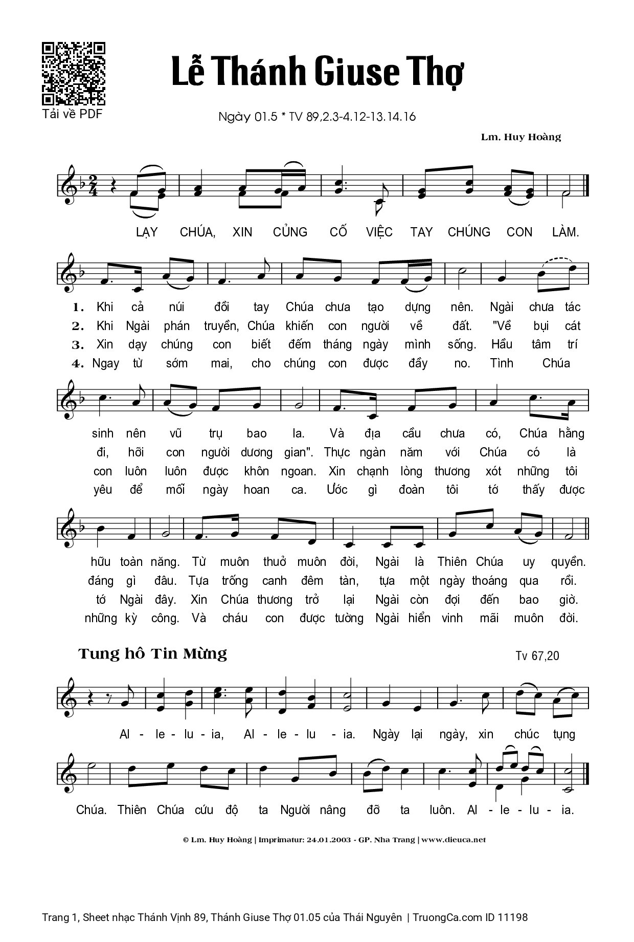 Sheet PDF of Thánh Vịnh 89, Thánh Giuse Thợ 01.05