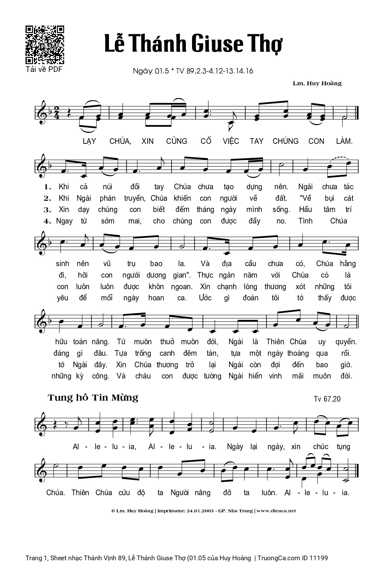 Sheet PDF of Thánh Vịnh 89, Lễ Thánh Giuse Thợ (01.05