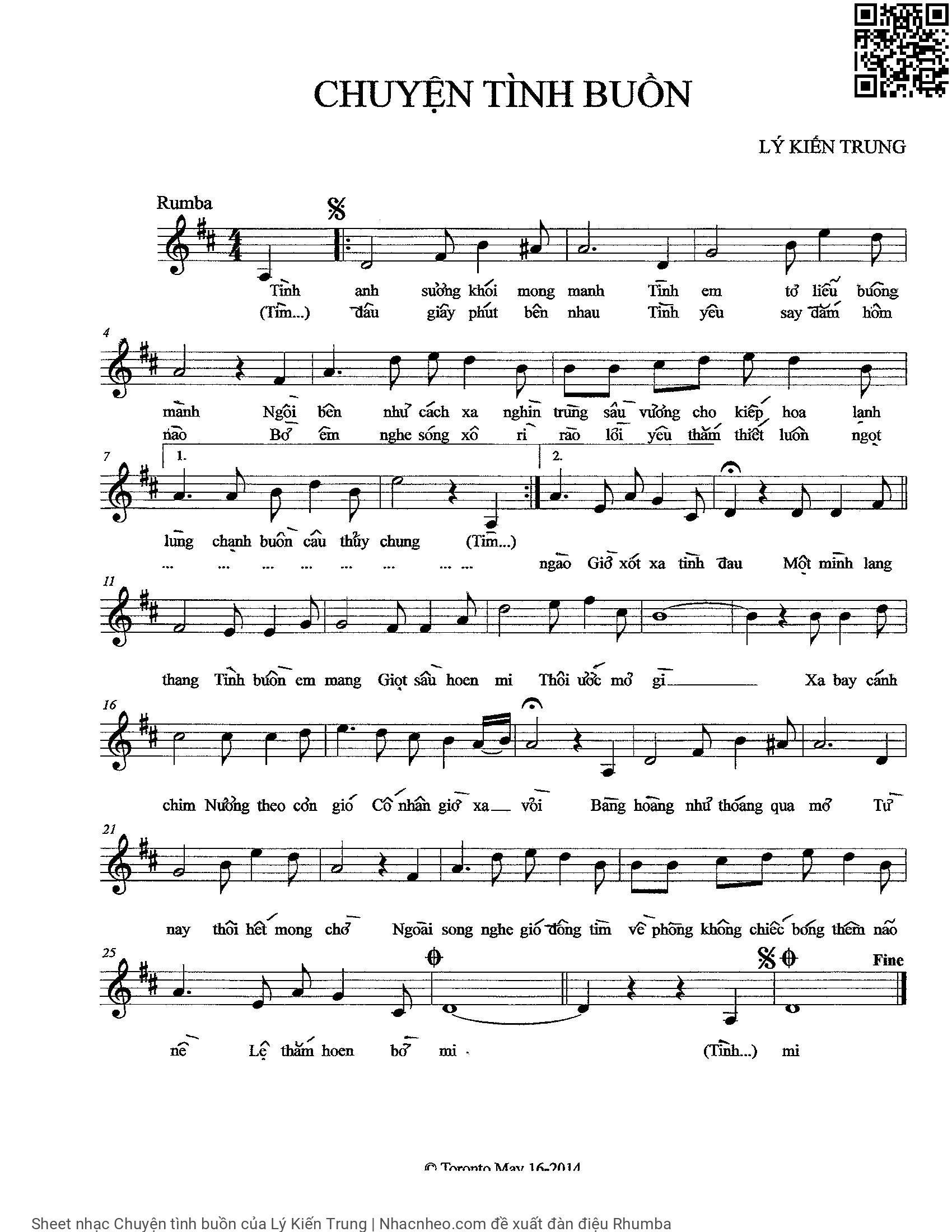 Sheet PDF of Chuyện tình buồn