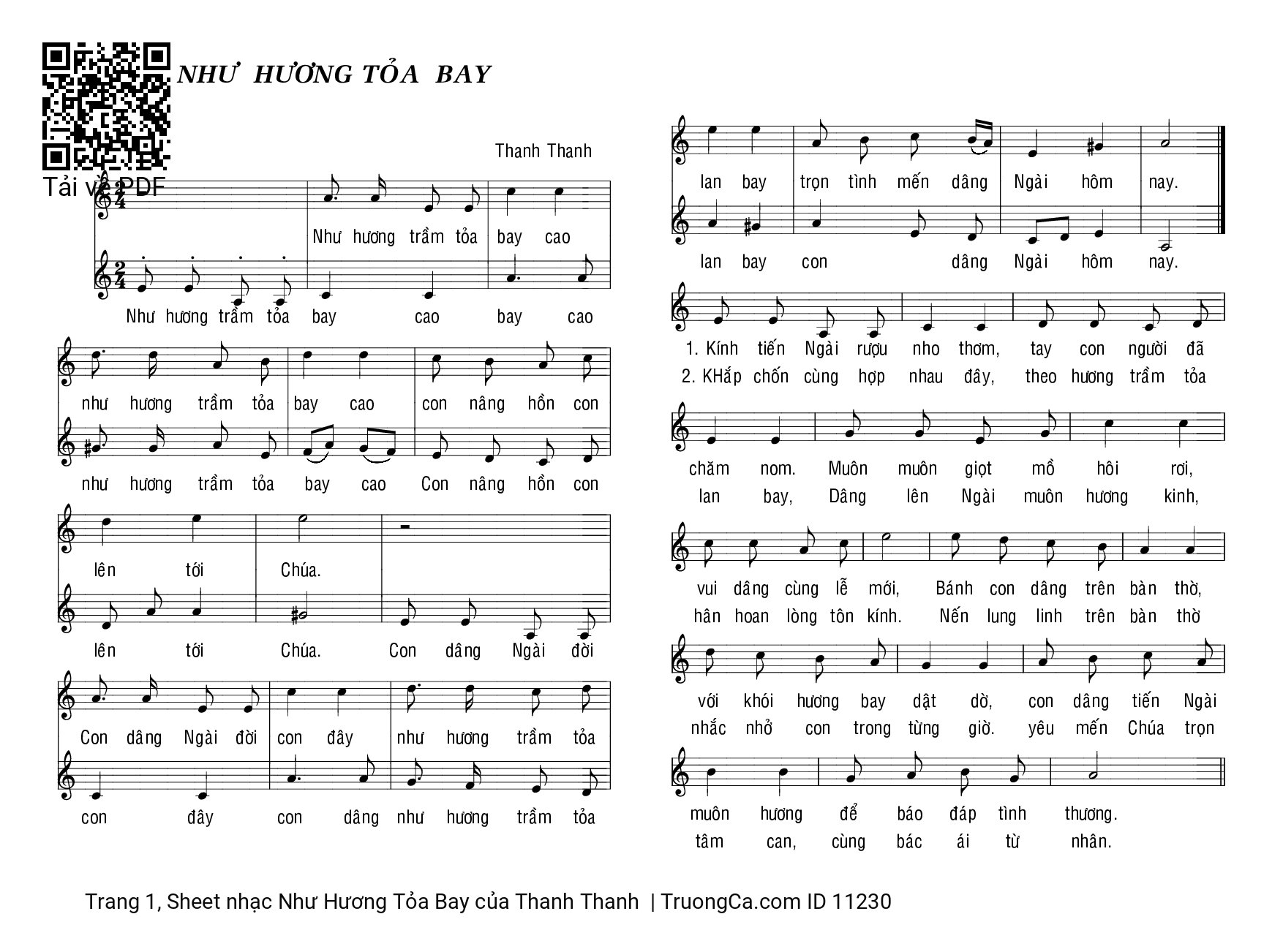 Sheet PDF of Như Hương Tỏa Bay