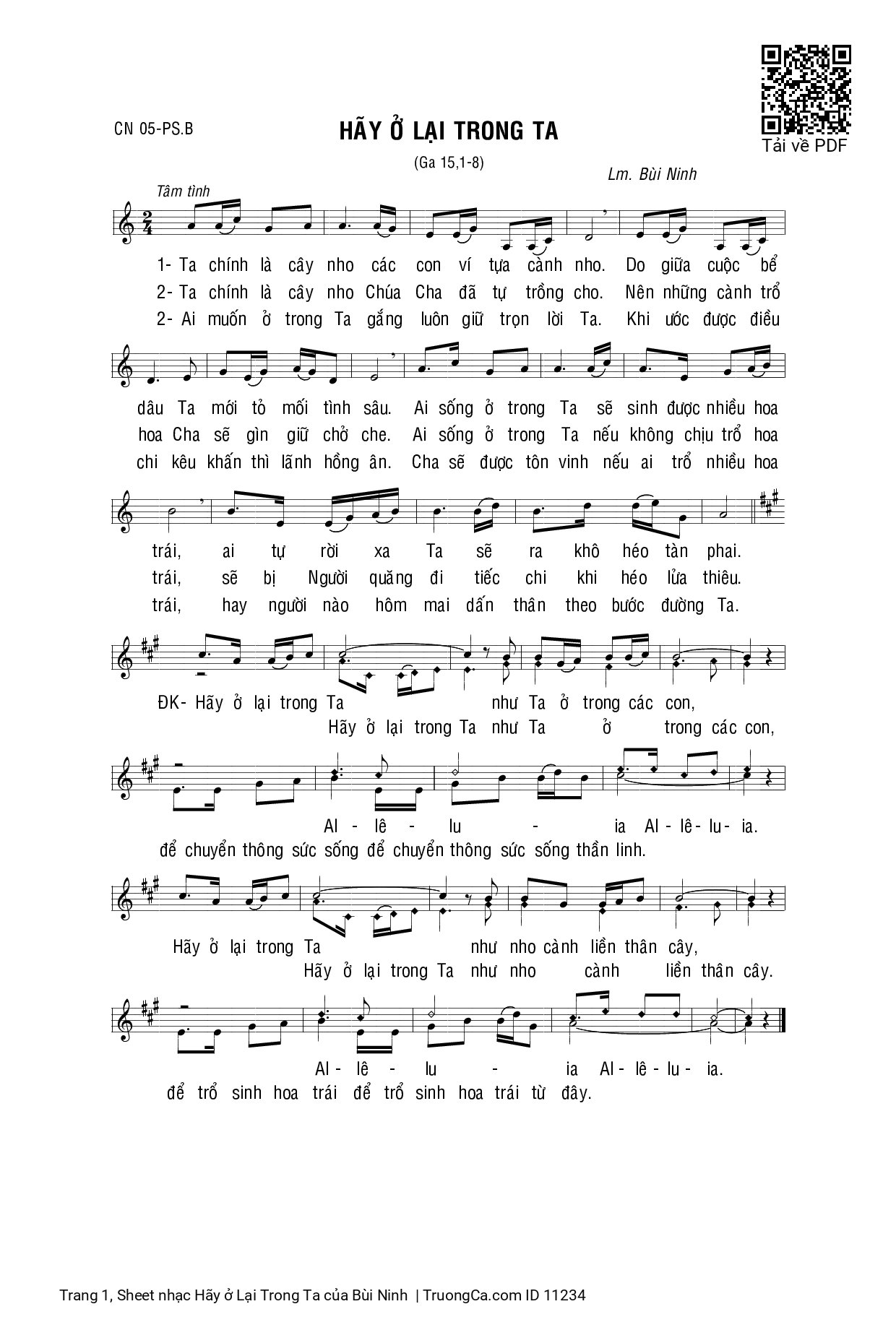 Sheet PDF of Hãy ở Lại Trong Ta