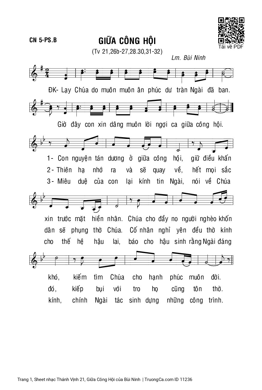 Sheet PDF of Thánh Vịnh 21, Giữa Công Hội