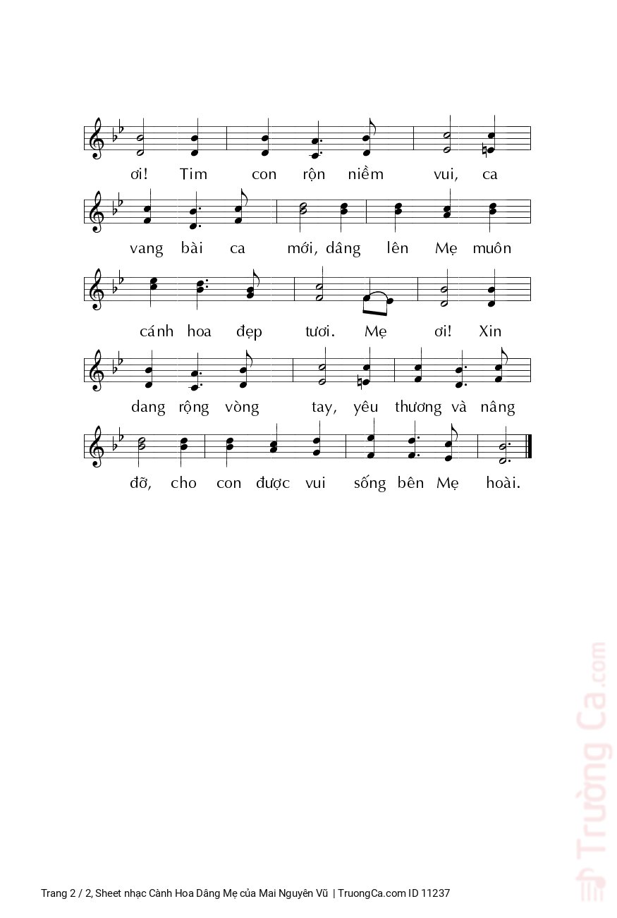 Page 2 of Sheet music PDF Cành Hoa Dâng Mẹ - Mai Nguyên Vũ