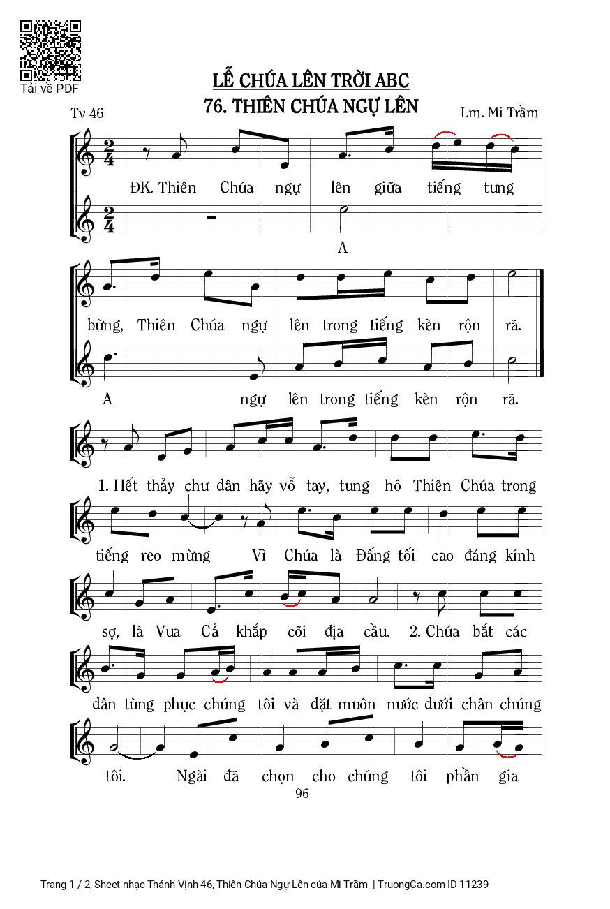 Sheet PDF of Thánh Vịnh 46, Thiên Chúa Ngự Lên