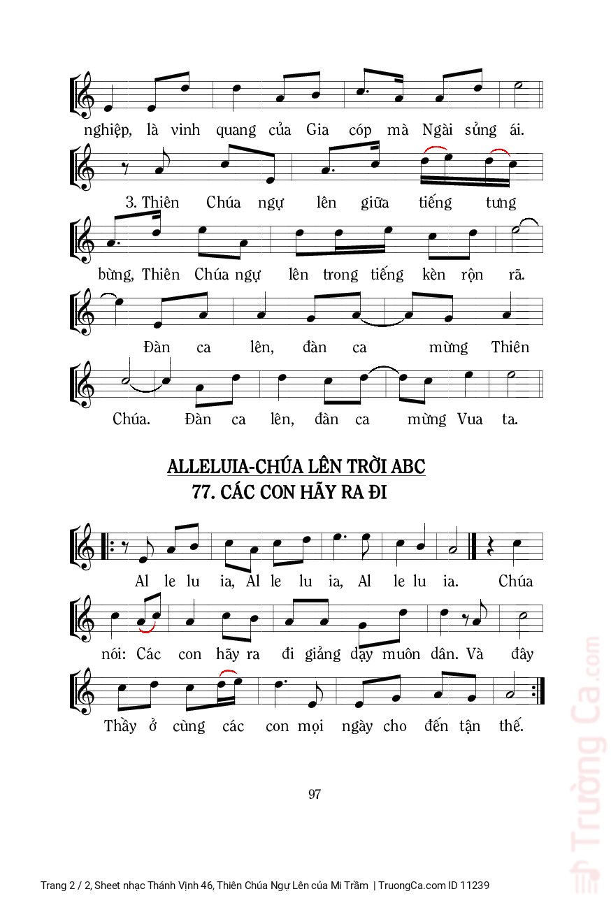 Page 2 of Sheet music PDF Thánh Vịnh 46, Thiên Chúa Ngự Lên - Mi Trầm