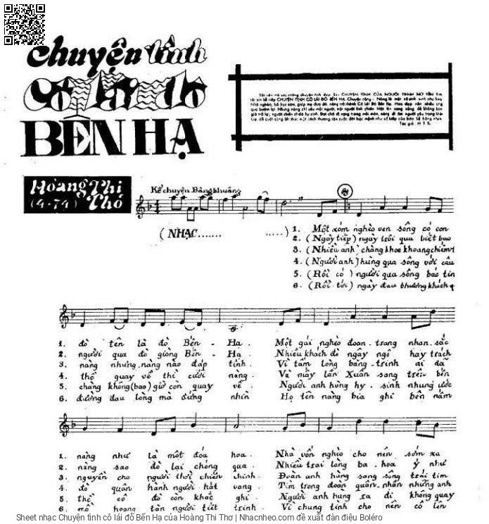 Page 2 of Sheet music PDF Chuyện tình cô lái đò Bến Hạ - Hoàng Thi Thơ