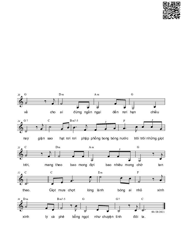 Page 2 of Sheet music PDF Chuyện tình cơn mưa - Nguyên Bích