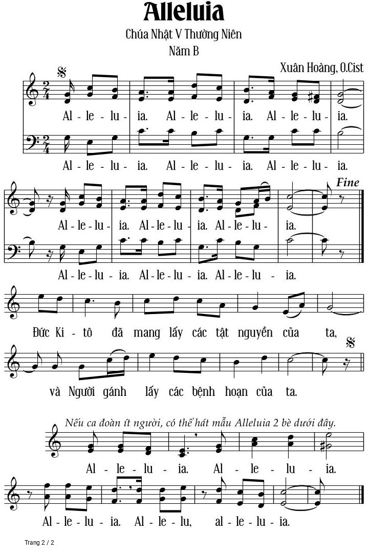 Page 2 of Sheet music PDF Alleluia Chúa Nhật V Thường Niên - Xuân Hoàng