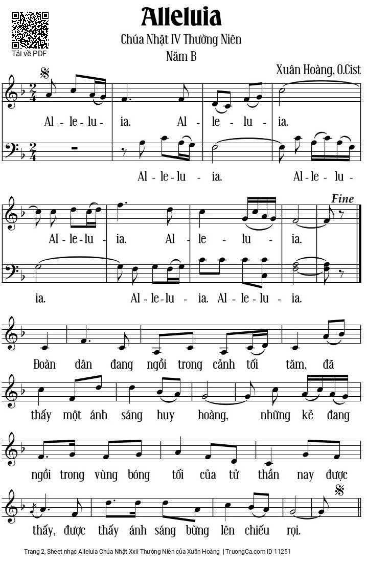 Page 2 of Sheet music PDF Alleluia Chúa Nhật XXII Thường Niên - Xuân Hoàng