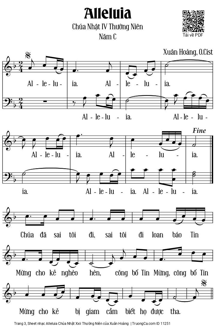 Page 3 of Sheet music PDF Alleluia Chúa Nhật XXII Thường Niên - Xuân Hoàng
