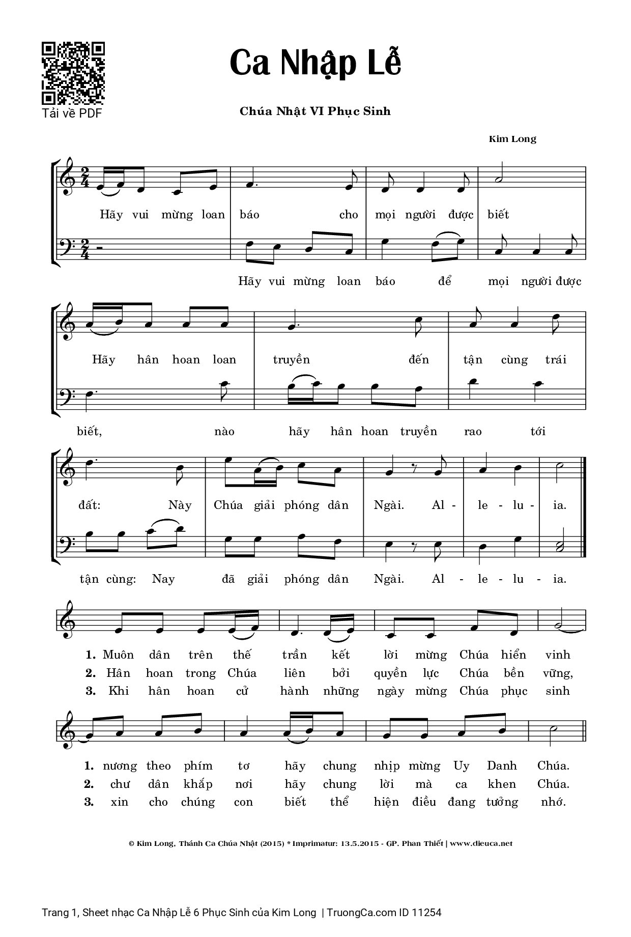 Sheet PDF of Ca Nhập Lễ 6 Phục Sinh