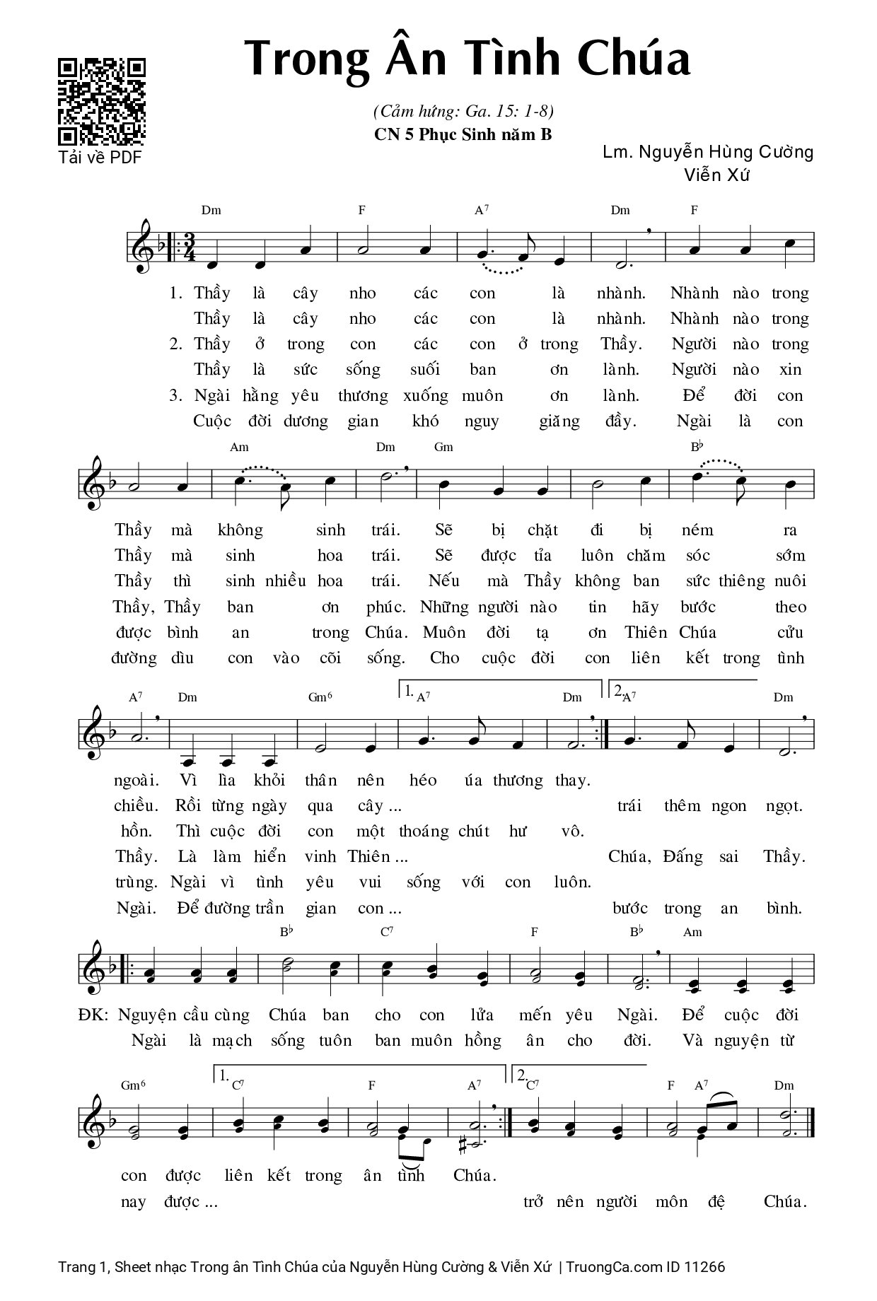 Sheet PDF of Trong ân Tình Chúa
