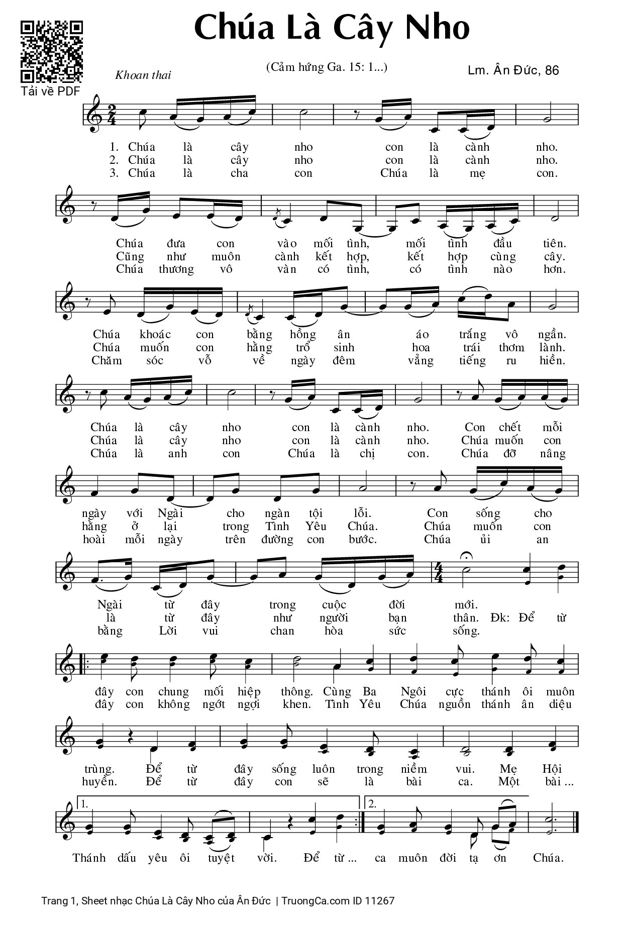 Sheet PDF of Chúa Là Cây Nho