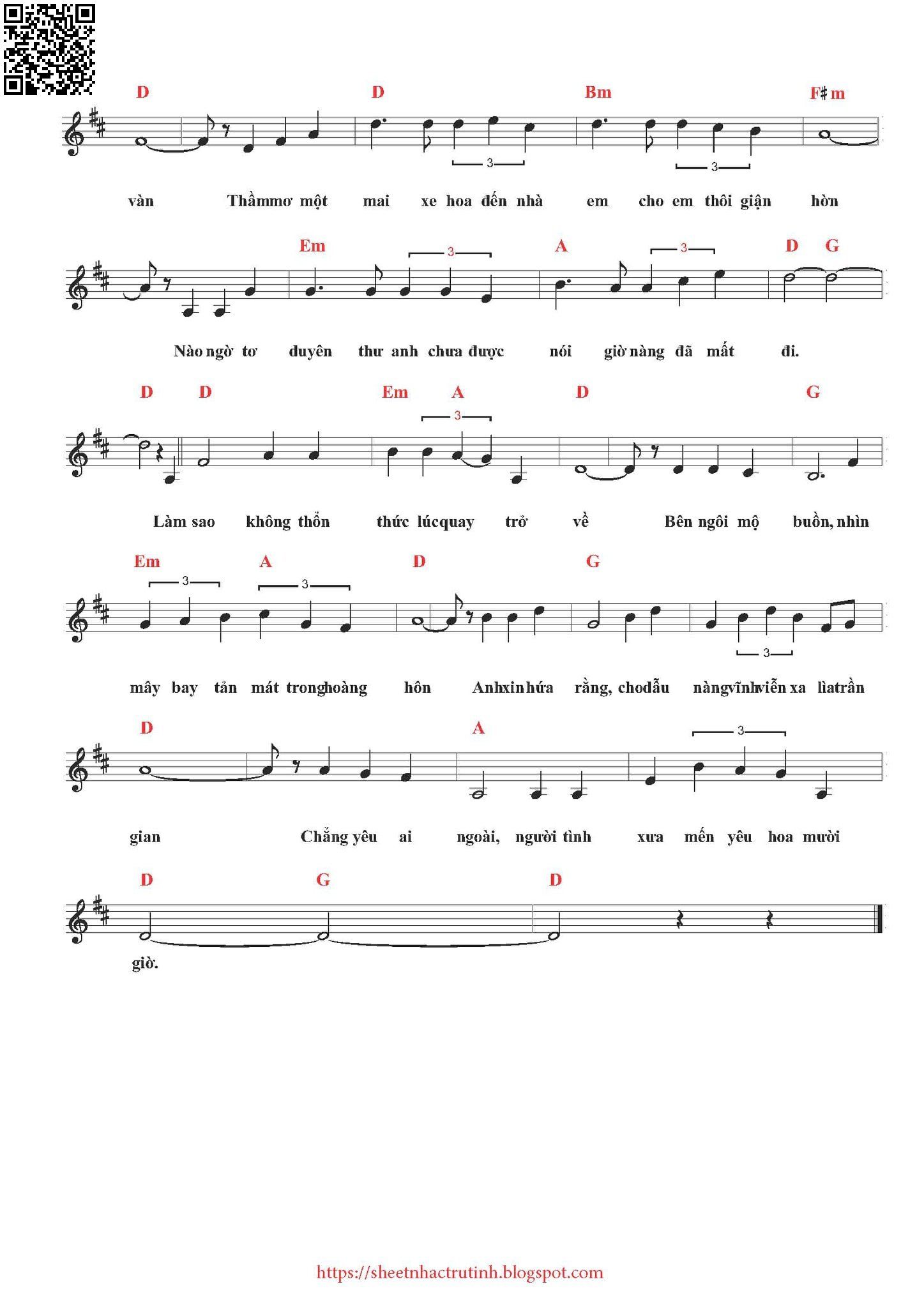 Page 2 of Sheet music PDF Chuyện tình hoa mười giờ - Đài Phương Trang