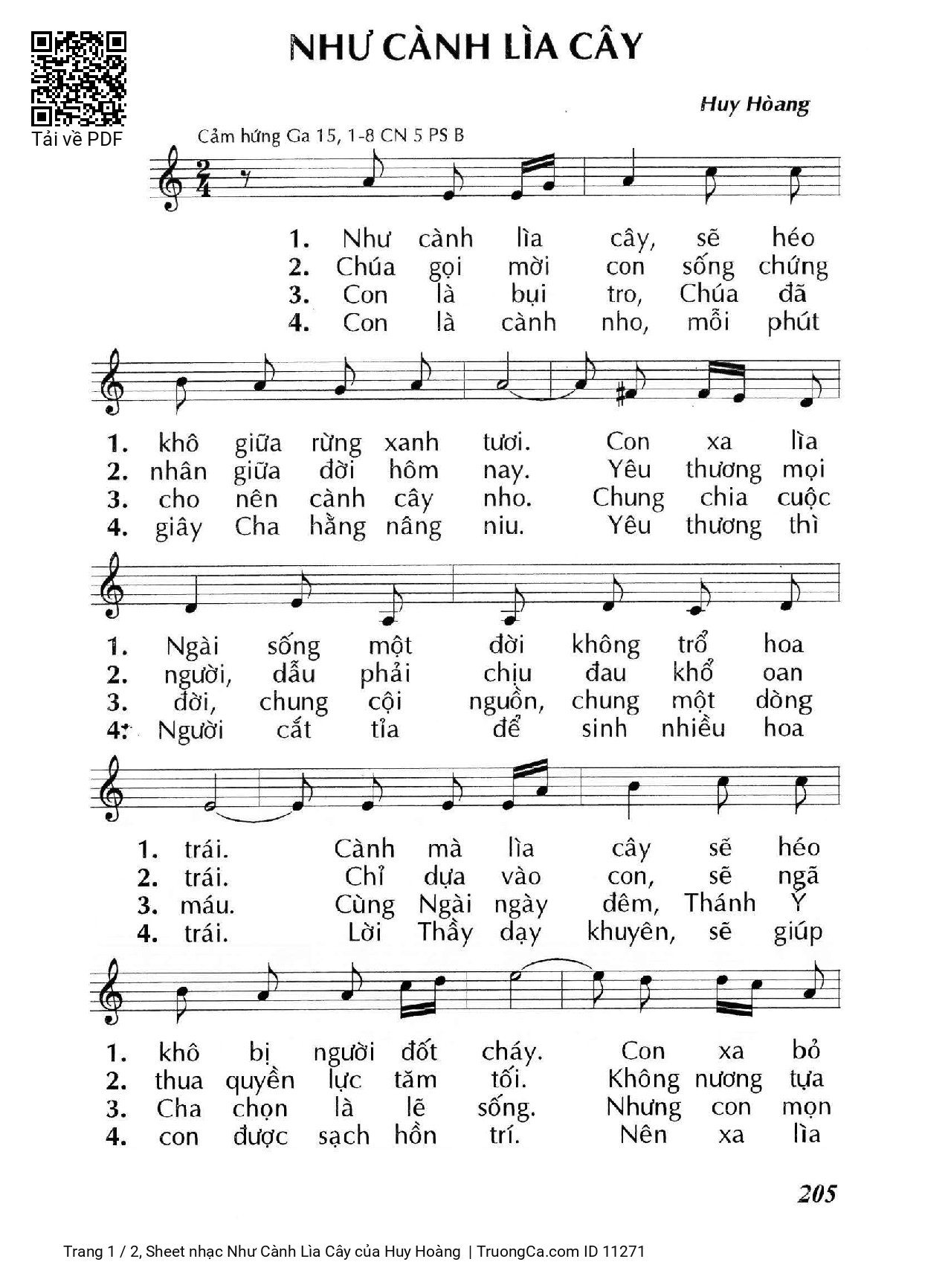 Sheet PDF of Như Cành Lìa Cây