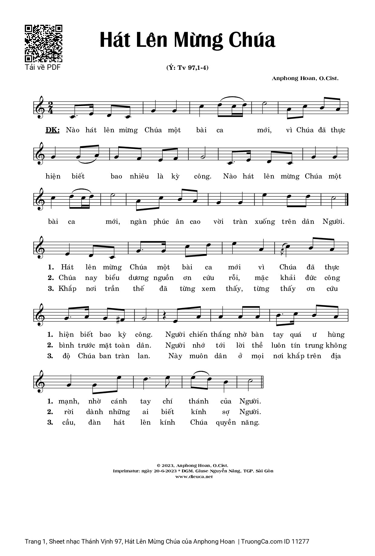 Sheet PDF of Thánh Vịnh 97, Hát Lên Mừng Chúa