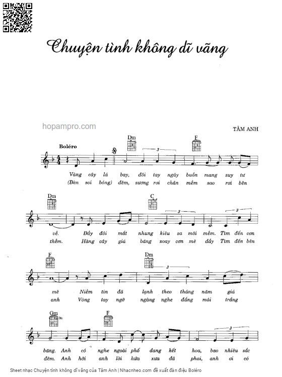 Page 1 of Sheet music PDF Chuyện tình không dĩ vãng - Tâm Anh