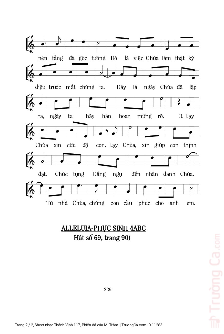 Page 2 of Sheet music PDF Thánh Vịnh 117, Phiến đá - Mi Trầm