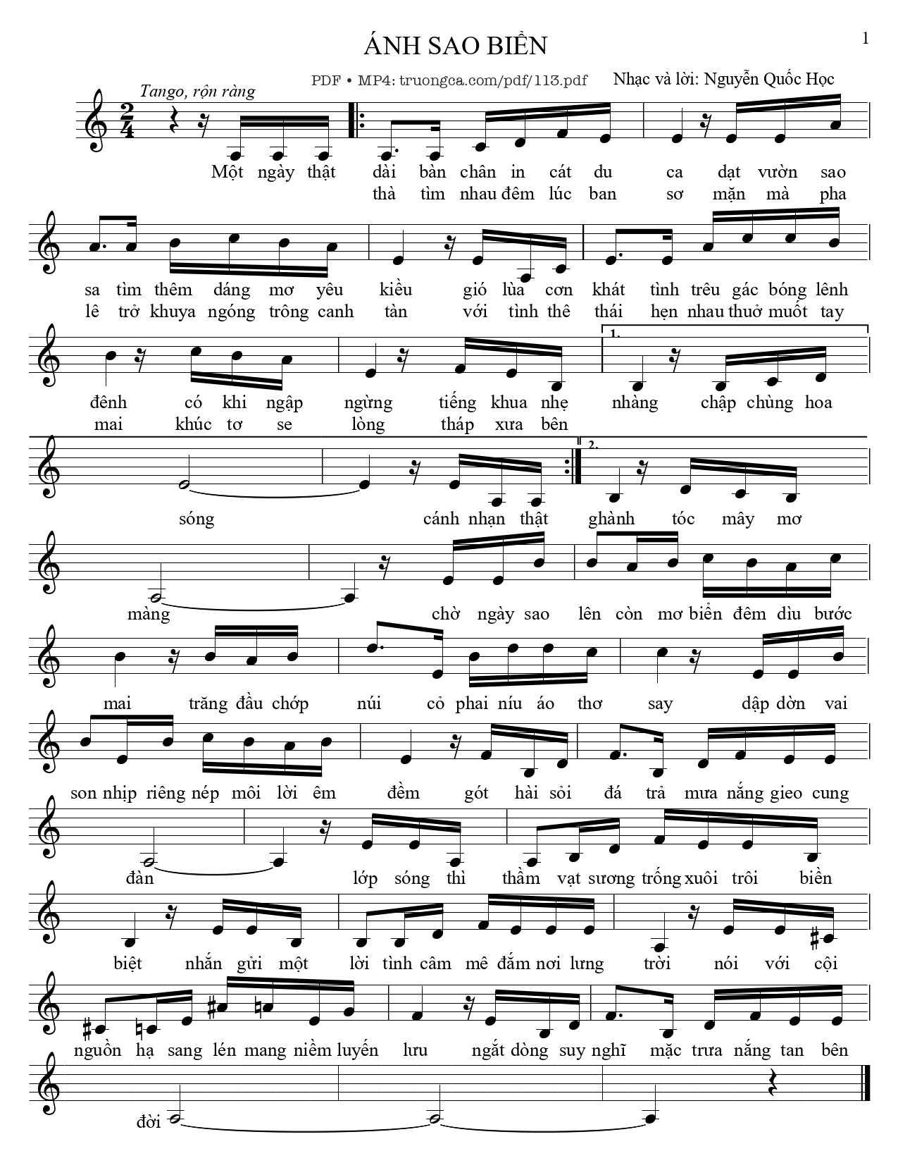 Sheet PDF of Ánh sao biển