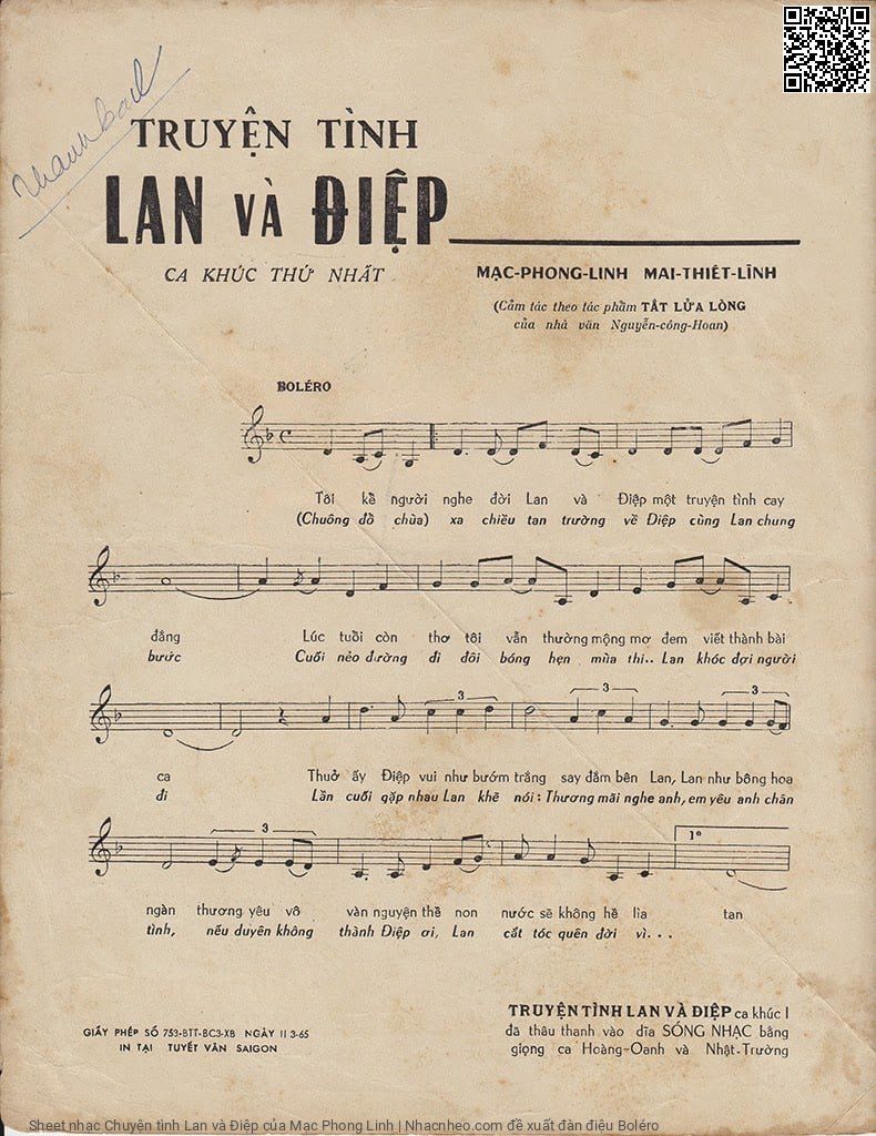Page 2 of Sheet music PDF Chuyện tình Lan và Điệp - Mạc Phong Linh