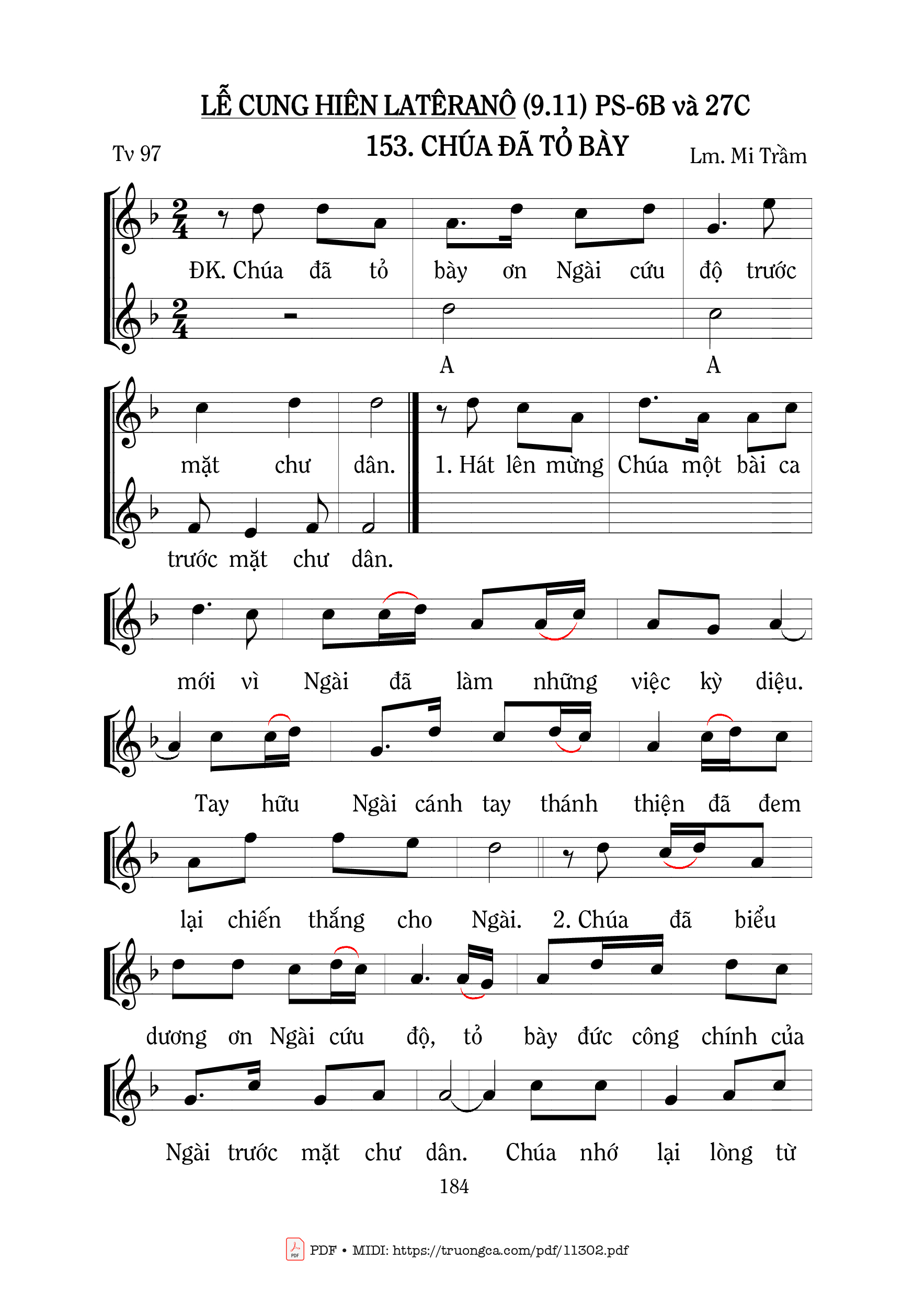 Thánh Vịnh 97, Chúa đã Tỏ Bày