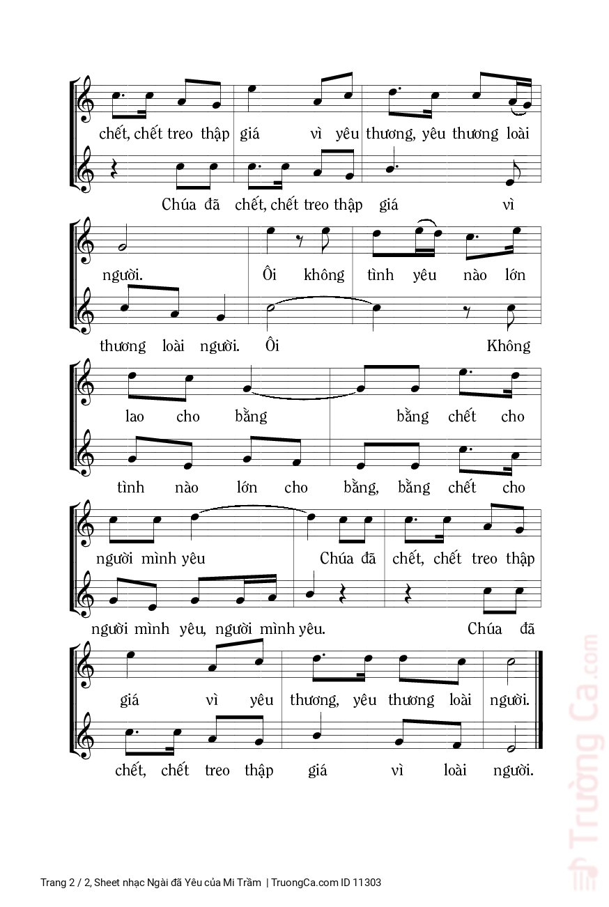 Page 2 of Sheet music PDF Ngài đã Yêu - Mi Trầm