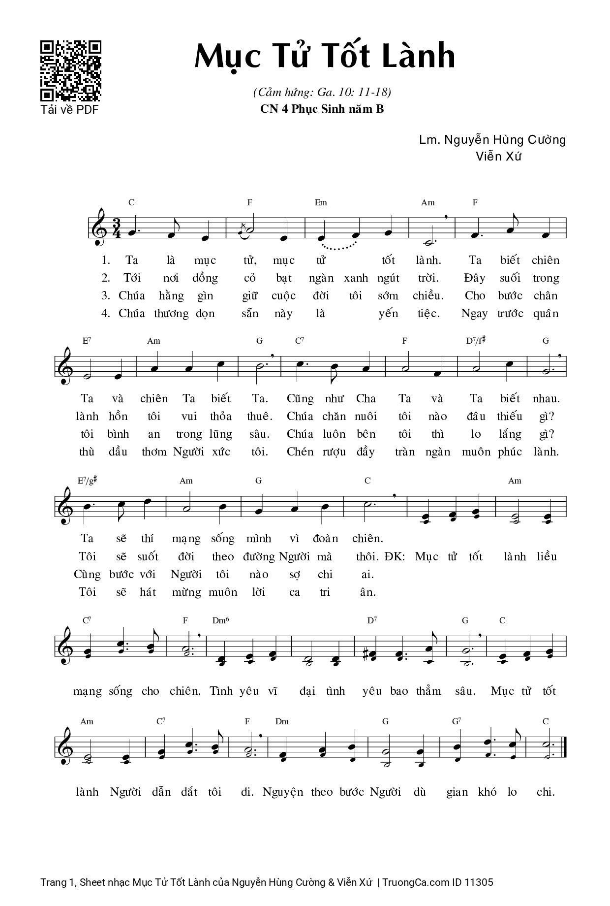 Sheet PDF of Mục Tử Tốt Lành