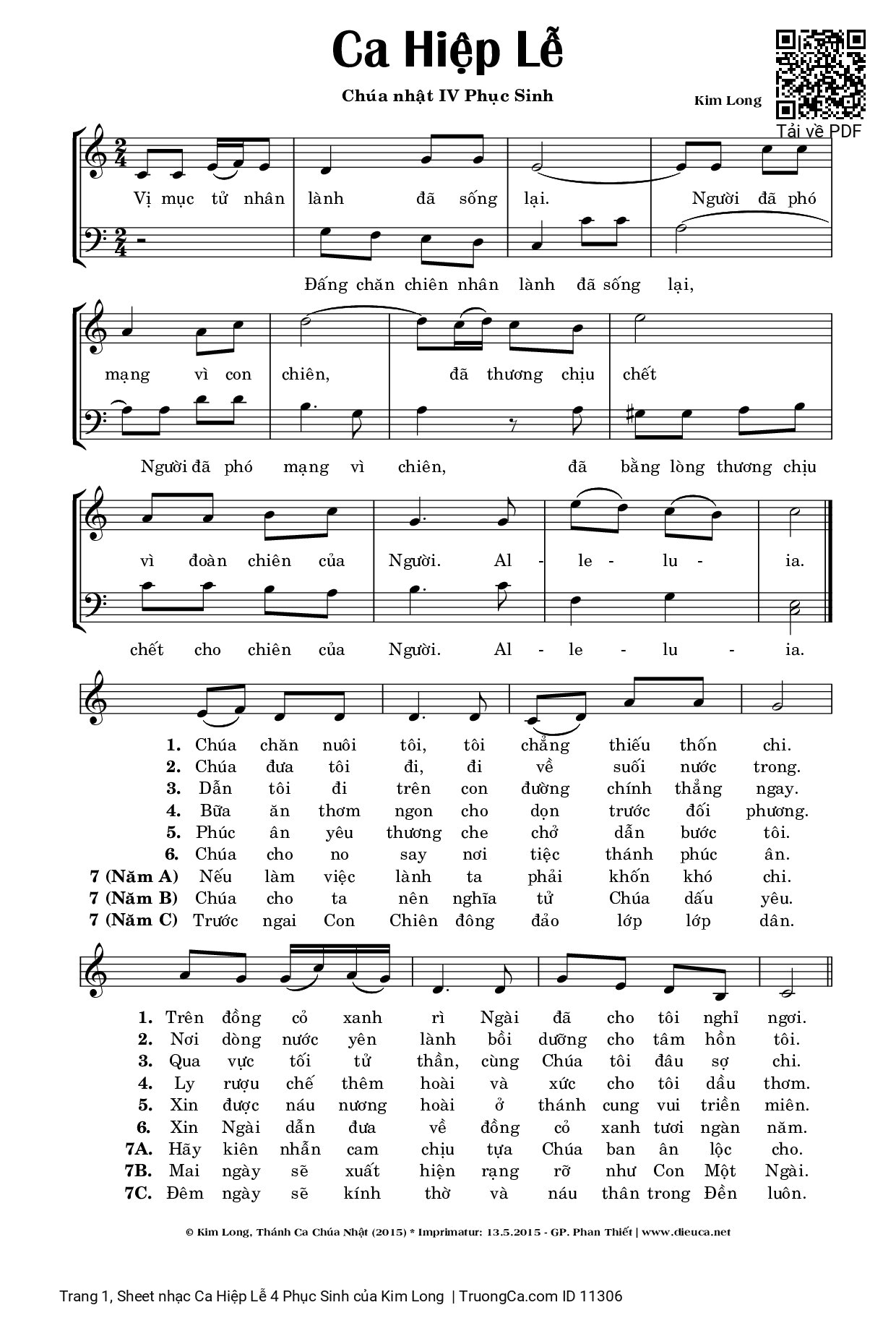 Sheet PDF of Ca Hiệp Lễ 4 Phục Sinh