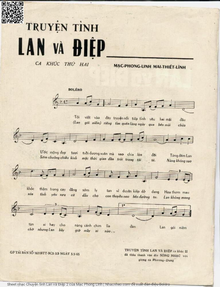 Page 2 of Sheet music PDF Chuyện tình Lan và Điệp 2 - Mạc Phong Linh
