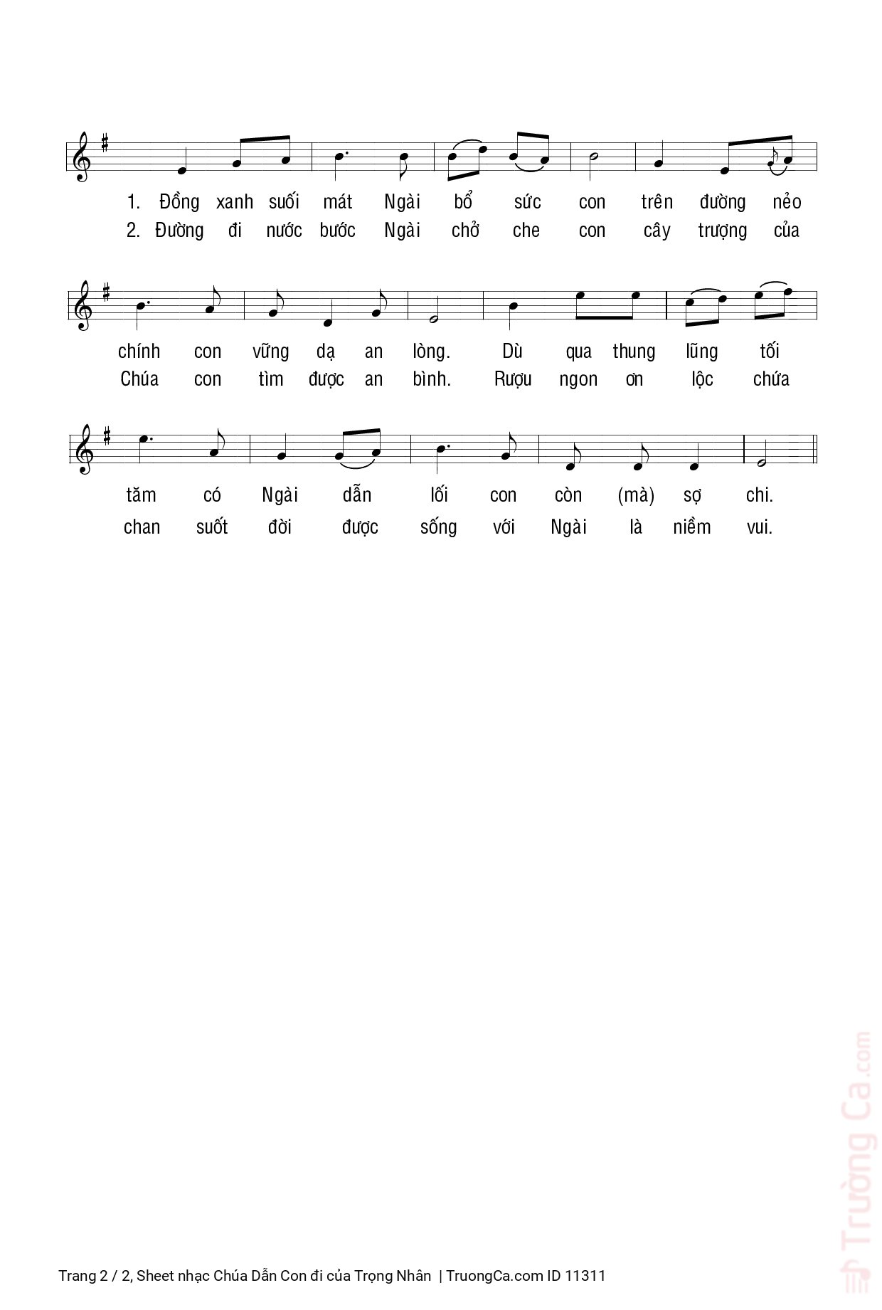 Page 2 of Sheet music PDF Chúa Dẫn Con đi - Trọng Nhân