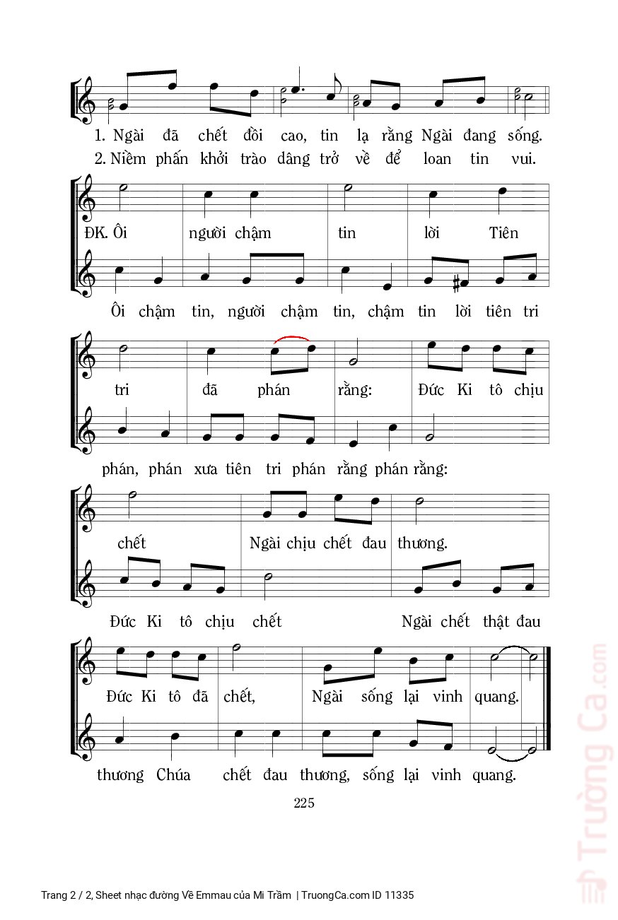 Page 2 of Sheet music PDF đường Về Emmau - Mi Trầm