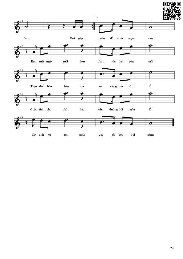 Page 2 of Sheet music PDF Chuyện tình mình - Quốc Khanh