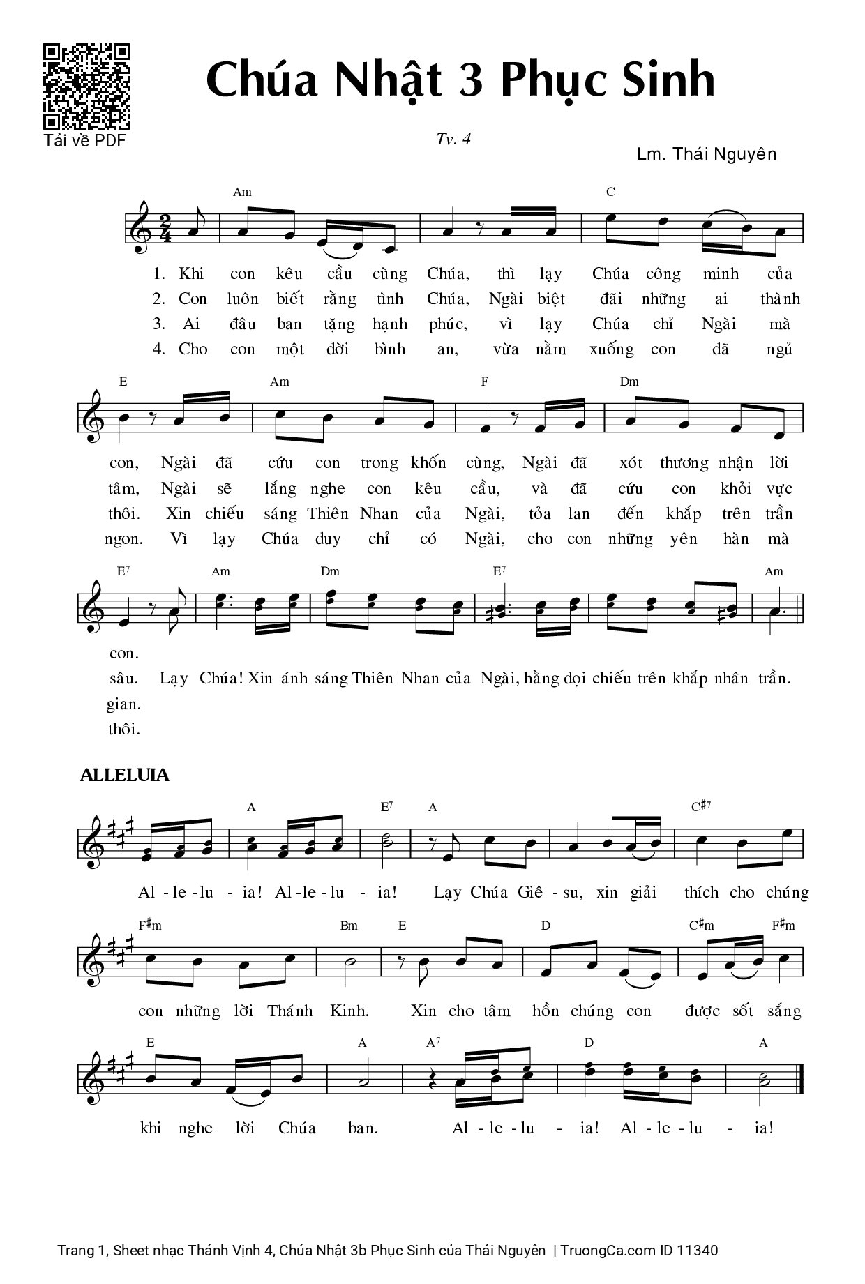 Sheet PDF of Thánh Vịnh 4, Chúa Nhật 3b Phục Sinh