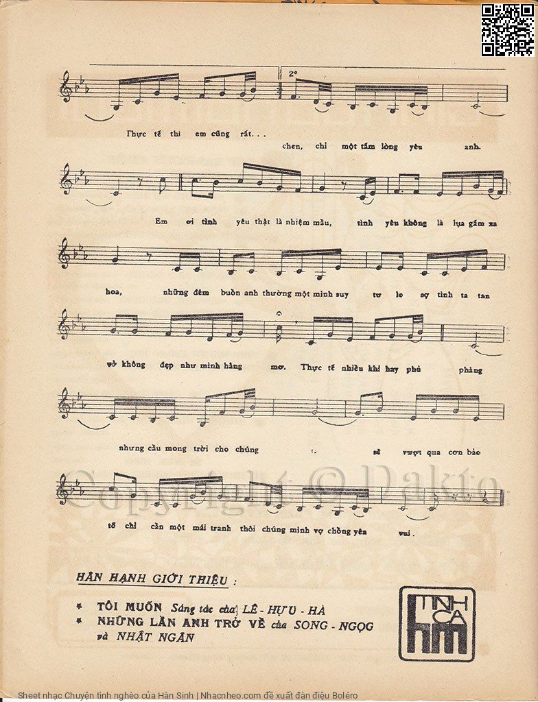 Page 3 of Sheet music PDF Chuyện tình nghèo - Hàn Sinh