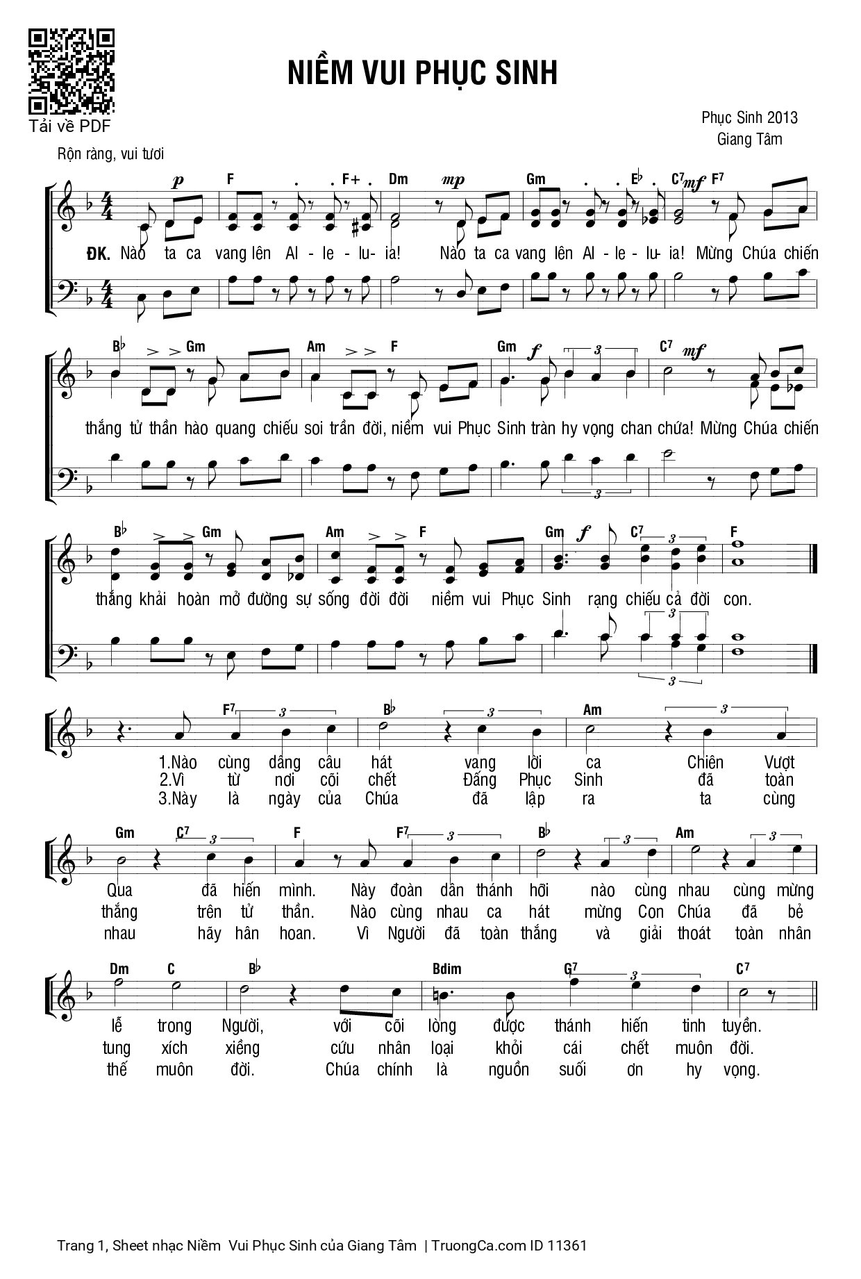 Sheet PDF of Niềm  Vui Phục Sinh